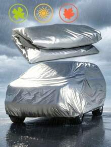 Universal All-Season Car Cover - Rainproof, Dustproof, Heat-Resistant, Snowproof, UV-Resistant, PEVA Material, 8 Sizes Available, All-Season Vehicle Protection, Dustproof, Silver Appearance, Car Accessories, Car Cover | Fashion Car Cover, Car Sunshade, Silver Coating, Waterproof, Sunproof, Dustproof, Cold-Resistant Outdoor Full Car Cover, Provides Ultimate Protection, Resists Rain, Snow, UV Rays, Wind And Sand, Thickened Car Cover, National Day Gift, Halloween Gift - Multicolor - View 2