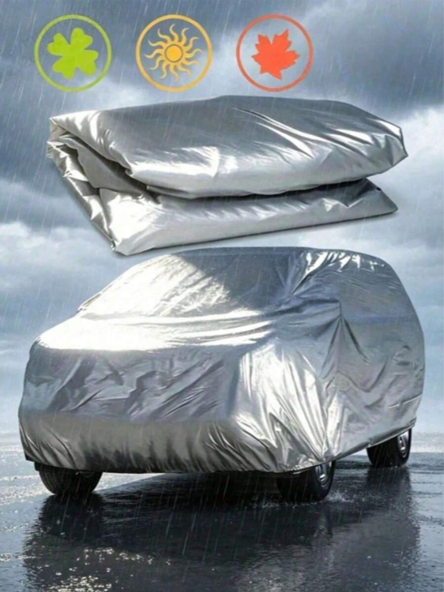 Universal All-Season Car Cover - Rainproof, Dustproof, Heat-Resistant, Snowproof, UV-Resistant, PEVA Material, 8 Sizes Available, All-Season Vehicle Protection, Dustproof, Silver Appearance, Car Accessories, Car Cover | Fashion Car Cover, Car Sunshade, Silver Coating, Waterproof, Sunproof, Dustproof, Cold-Resistant Outdoor Full Car Cover, Provides Ultimate Protection, Resists Rain, Snow, UV Rays, Wind And Sand, Thickened Car Cover, National Day Gift, Halloween Gift