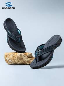 HOBIBEAR Men's Outdoor Flip Flops, Non-Slip Arch Support Thong Sandals, Breathable Hollow-Out Beach Shoes For Summer - Blue - View 3