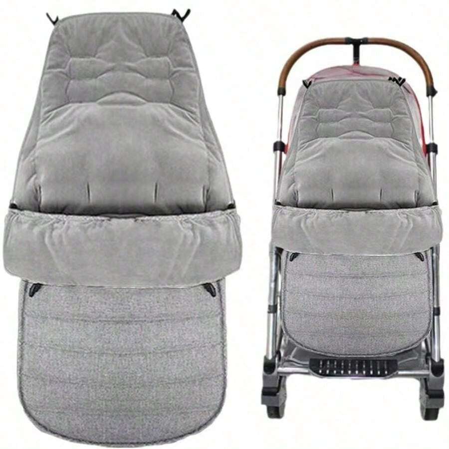 Waterproof Thickened Universal Stroller Blanket - Baby/Toddler Stroller Footmuff, Sleeping Bag And Cover, Cold Weather Winter Cover Stroller Footmuff Universal Windproof Rainproof Baby Sleeping Bag, Warm Super Plush Blanket Cover, Machine Washable, Easily Attaches To Most Strollers, Baby Winter Essential - Light Grey - View 1