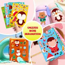 6Pcs Christmas Puzzle Stickers For Kids, Make‑A‑Face Mix And Match Sticker Sheets, DIY To Create Santa, Snowman, Reindeer, Elf, Penguin & Bear, Christmas Party Favors, Holiday Children Craft Activities - Multicolor - View 8