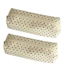1pc Polka Dot Minimalist Pencil Case, Large Capacity Stationery Storage Bag, Zippered Pencil Box, Office School Desktop Makeup Small Item Organizer, Back To School Essential - A - View 13