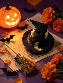 Halloween Mini Witch Hat & Fun Creative Realistic Broom Hair Clip (2pcs Set) - Cute Side Bangs Hair Clip/Headpiece; Suitable For Cosplay, Holiday Decor And Photo Props; Ideal Choice For Party, Portrait Photography And Holiday Gifts - Multicolor - View 10