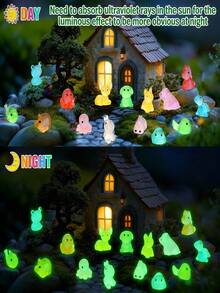 Miniatur Hewan Resin Bercahaya (Membutuhkan Sinar UV di Siang Hari Agar Bersinar di Malam Hari) Bebek/Lumba-lumba/Katak/Kelinci/Kura-kura [Tidak Terbatas pada Model yang Ditampilkan di Gambar] Cocok untuk Taman/Pesta/Lanskap Mikro/Akuarium/Dekorasi - MultiWarna - View 9