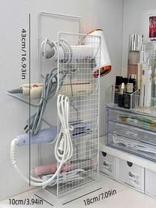 No-Drill Curling Iron Holder Wall-Mounted Bathroom Hair Dryer Storage Rack Umbrella Holder Straightener Holder Space-Saving - Multicolor - View 5