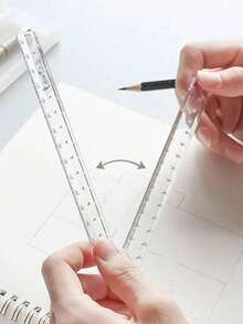 2/1 Creative Drawing Measuring Acrylic Transparent Folding Ruler, Transparent Design, Minimalist Style, Foldable Storage, Convenient To Carry, Back To School Essentials - / - View 3