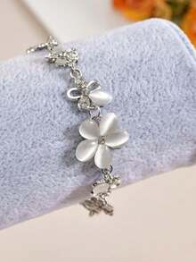 1pc Fashion Floral Stone Bracelet, Sweet & Fresh Flower Hand Accessory, & Exquisite, Suitable For Daily Wear And Gift Giving - Multicolor - View 5