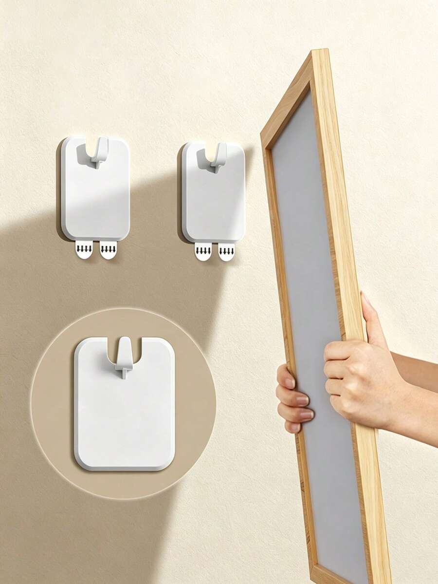 1pc No-Drill Picture Frame Hook, Strong Adhesive Wall-Mounted Poster Holder, Suitable For Wedding Photos, Home Decor And Wall Art - Easy Installation, Damage-Free Removal, Photo Storage Rack, Easy Wall Mounting Without Damaging Walls, Multi-Functional Hook