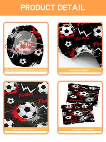 2/3PCS Black And Red Ink Splattered Graffiti Football Fitted Sheet Set Soft Breathable Bedding For All Seasons Twin/Full/Queen 100% Polyester Machine Washable - Multicolor - View 6