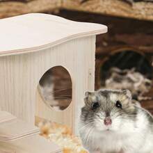 Wooden Hamster Habitat Hamster Hideout Castle Hamster Shelter Hamster Supplies With Multi-Functional Small Climbing Ladder - one-size - View 5