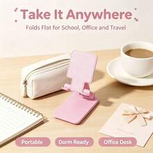 1pc Foldable Desktop Phone Stand, Adjustable Height Portable Phone Holder, Essential For Women Traveling Or Using In Kitchen, Suitable For All Phones, Multiple Colors Available - Multicolor - View 5