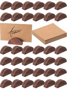 1/10/16pcs Wooden Table Number Holders, Wedding Table Number Stands, Semi-Circular Design Table Card Clips, Suitable For Office, Labels, Photos, Menus, Banquets, Birthday Parties, Retail Stores, Wedding Parties And Event Decoration - A - View 1