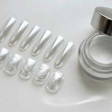 White Mermaid Moonlight Faux Pearl Nail Powder, Mirror Pearl Magic Powder, Textured Jar Packaging, Commonly Used Nail Glitter For Nail Salons, Suitable For DIY Nail Art, Easily Create High-End Glossy Effect, Suitable For Daily Use - Multicolor - View 2