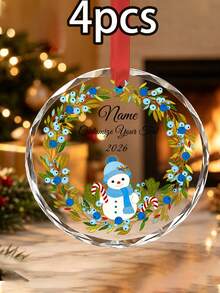 Custom Christmas Ornament, Personalized Name And Text Holiday Hanging Decor, Festive Snowman Wreath Style, Customized Christmas Tree Ornament, Customizable Wall Hanging Keepsake, Christmas Home Decor, Holiday Gift 2026, Room Decor, Family Gift - Style B - View 12