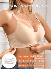 Wireless Jelly Bra-Removable Cups, Comfortable & Soft Women Fashion Bra, Everyday Wear - Khaki - View 7