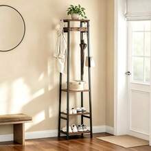 Coat Rack Freestanding With And 7 Hooks - Rustic Brown and Black - View 6