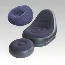 Inflatable Chair With Footstool, Adult Flocked Inflatable Sofa, Comfortable Inflatable Air Cushion Chair, Waterproof Portable Inflatable Sofa, Camping Inflatable Sofa - Chair - View 9