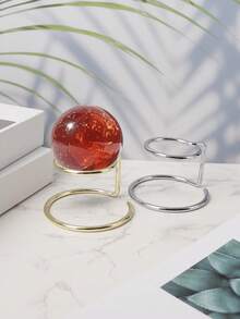 1pc Multi-Size Double-Layer Ring Metal Crystal Ball Base Stand, Rose Gold/Silver Vintage Iron Art Display Rack, Desktop Creative Storage Rack For Decorations, Crafts, Round Ball Ornaments - View 10