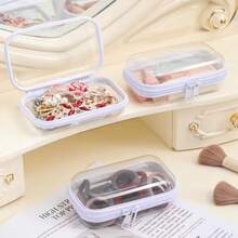 3pcs Transparent Zipper Storage Boxes With Lids, Clear Organizer Boxes, Durable Travel And Electronic Device Storage, Durable Plastic Organizer Boxes, Suitable For Craft Materials, Hair Ties, Hair Accessories, Jewelry Organization And Storage, For Home Decor, Craft Room, Office - White - View 8