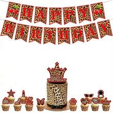 46pcs Leopard Print Theme Party Decoration Set, Includes 15 Banners, 6 Triangle Flags, 24 Small Power Strips And 1 Large Power Strip, Perfect As Small Gifts And Photo Backdrop For Leopard Print Theme Birthday Party - A - View 3