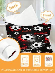 2/3PCS Black And Red Ink Splattered Graffiti Football Fitted Sheet Set Soft Breathable Bedding For All Seasons Twin/Full/Queen 100% Polyester Machine Washable - Multicolor - View 7