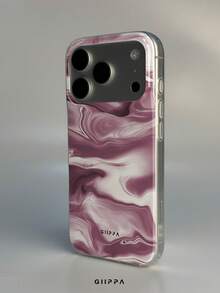 GIIPPA 1件粉紫漸層液態大理石流體圖案設計手機殼，適用於Phone 17 Pro Max，相容於Phone 16 Pro Max、15 Pro Max、14 Pro Max，韓系高端時尚趣味手機殼，適合11/12/13/14/15/16 Pro Max Plus，男女皆宜的優雅設計，聖誕節、情人節、復活節、婚禮季與生日送給女友的完美禮物！ - 淡紫色 - 查看 3
