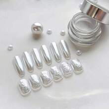 White Mermaid Moonlight Faux Pearl Nail Powder, Mirror Pearl Magic Powder, Textured Jar Packaging, Commonly Used Nail Glitter For Nail Salons, Suitable For DIY Nail Art, Easily Create High-End Glossy Effect, Suitable For Daily Use - Multicolor - View 5