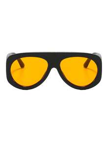 1 Pair Men's Glossy Black Aviator Frame Street Style Motorcycle Fashion Glasses - Glossy Black - View 4
