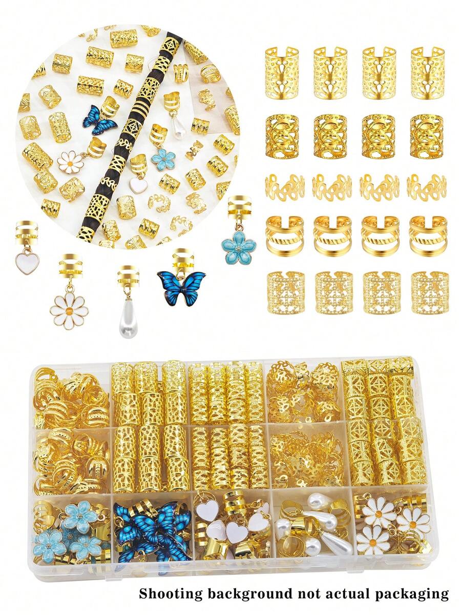 95pcs Alloy Daisy Flower Braid Hair Clips, Y2K Punk Hip Hop Decorative Hairpins, Gifts Party Daily Use Hair Rings & Accessories