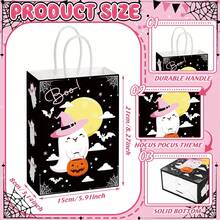 Halloween Theme Paper Gift Bag Set With Handles, Perfect For Party Favors And Holiday Celebrations, Halloween Party Scary Party Decorations, Trick Or Treat Party - Multicolor - View 6