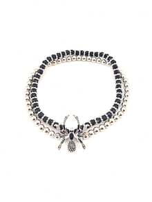 1 Set Halloween Black Spider Choker Jewelry Set, Exaggerated Short Choker Set, Bold Gothic Style Fashion Accessory, Women's Halloween Costume Gift - Black - View 11