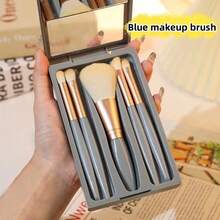 1 Set Personalized Travel Makeup Brush Set With Hard Shell Storage Box And Built-In Mirror, 5 Makeup Brushes, Suitable For On-The-Go Touch-Ups, Customizable Name, Great Gift - Multicolor - View 8