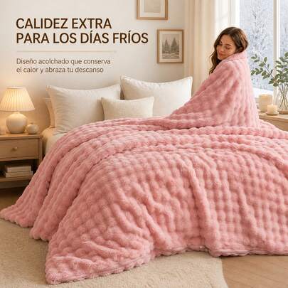 Flannel And 3D Plush Duvet Cover 160x220 Cm, Multifunctional Blanket With Zipper And Faux Rabbit Fur Texture, Soft And Warm Bedding