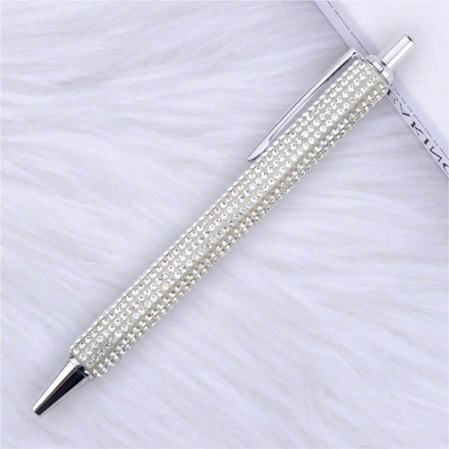 1/3pcs Rhinestone Ballpoint Pens, Clickable Rhinestone Decorated Stationery For Girls And Students, Back To School Season Student Entrance Classroom Note-Taking Signing Pens, High-End Heavy Feel Silver Pearl White Rhinestone, Campus Commute Office Universal, Multi-Purpose Signing Pens, Sister Gift Exchange, Halloween Christmas Seasonal Makeup Universal, Party Makeup Ball Adaptable - One Size - View 1
