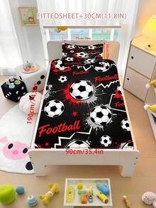 2/3PCS Black And Red Ink Splattered Graffiti Football Fitted Sheet Set Soft Breathable Bedding For All Seasons Twin/Full/Queen 100% Polyester Machine Washable - Multicolor - View 16