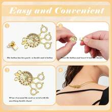 1/2/4pcs Copper Material Women's Necklace Layered Clasp 14K Gold/Silver Anti-Tangle Safety Jewelry Lock Converter Chain Extender, Perfect For Women's Daily Wear, Jewelry Making Material, Charming - Multicolor - View 4