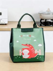 Cute Animal Forest Cartoon Lunch Bag, Portable Large Capacity Meal Tote Bag, Student Campus Office Travel Picnic Food Container Storage Bag, Cute Pattern With Handle Reusable Lunch Storage Bag, Daily Outdoor Dining Accessory - Multicolor - View 12
