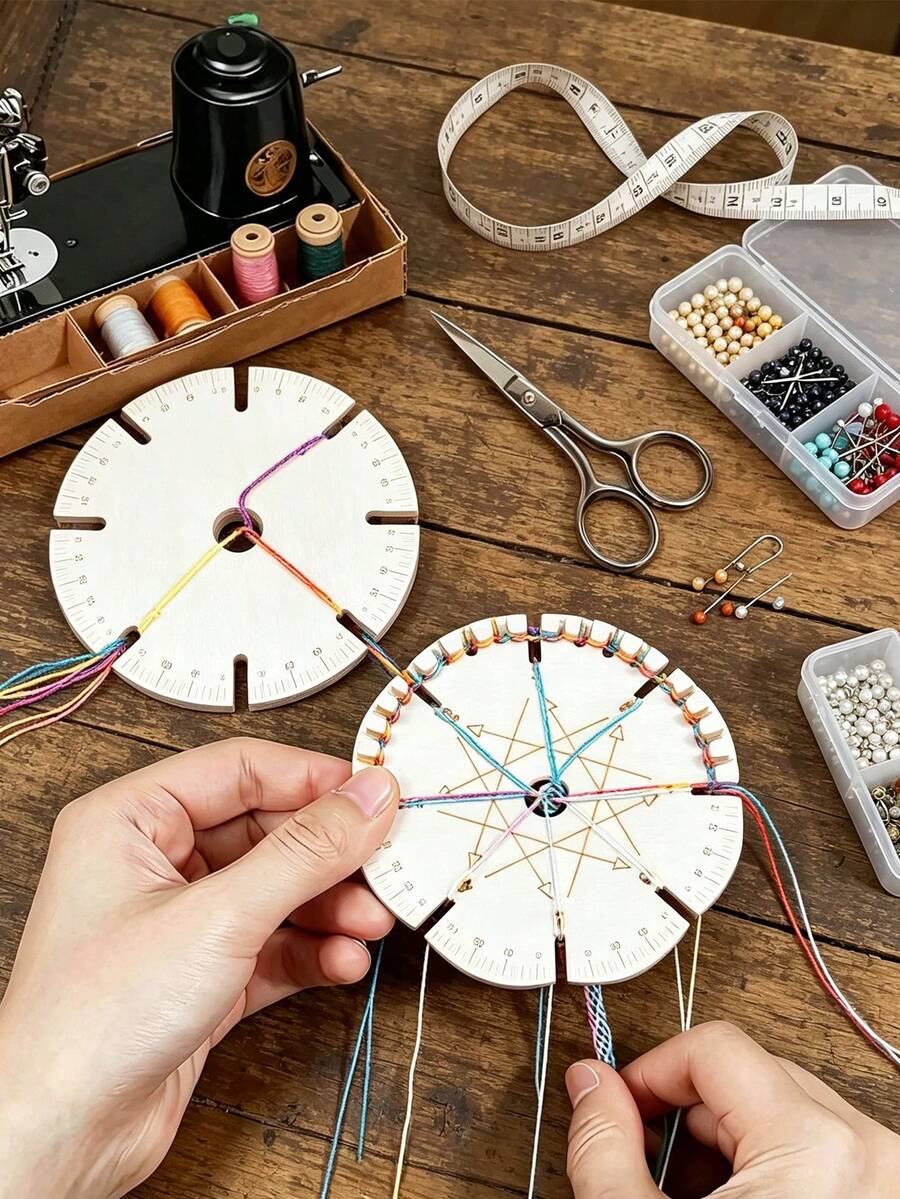 1/4pcs Flower-Shaped Braided Disc Bracelet Making Tool, Suitable For Friendship Bracelet Making, Braided Rope Weaving, DIY Jewelry Making, Handmade Crafts, Lightweight Braiding Assistant Tool, Jewelry Making Tool - Multicolor - View 1