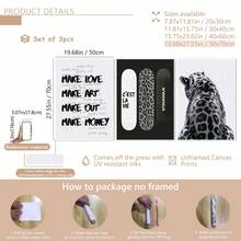 3 Pieces Set Frameless Retro Black And White Gallery Wall Art, Y2K Aesthetic Fashion Collage Poster Set, Grunge Leopard Print, Suitable For Dormitories, Bedrooms, And Apartments | Avant-Garde Room Decoration, Selected Wall Gallery - Multicolor - View 15