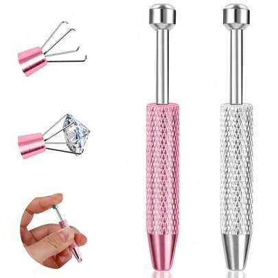 Stainless Steel Flat Bottom Earring Internal Threaded Push Pin Piercing Gripping Tool, Anti-Slip 4-Claw Gemstone Ball Gripping Tool, Suitable For Replacing Jewelry