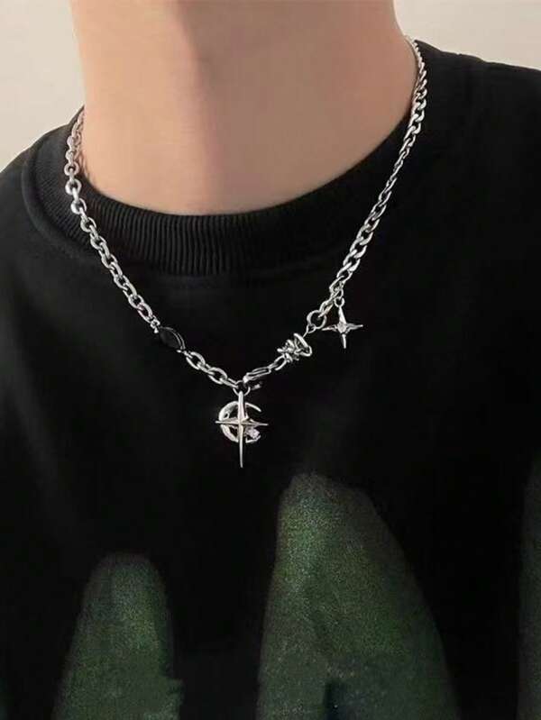 Men's Niche Design Geometric Necklace, Hip Hop Punk Style