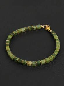 Men's Southern Jade Square Beaded Bracelet, Prosperity & Fortune Minimalist Boho Style Fashion Jewelry Unisex, Ideal Gift For Him, For Daily Wear - Multicolor - View 4