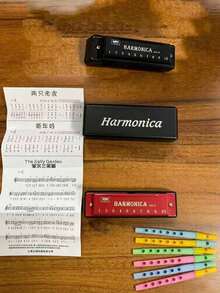 Portable 10-Hole C Key Chromatic Harmonica With Dust-Proof And Pressure-Resistant Protective Case, Suitable For Beginners Self-Study, Daily Practice And Performance, Creative Gift For Music Lovers - Multicolor - View 10