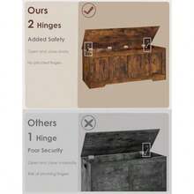 Storage Chest, Wooden Toy Box, 47.2" L - Rustic Brown - View 4