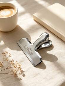 Custom Stainless Steel Sealing Clip, Customizable Text, Personalized Engraved Diary Clip, Can Be Used As Wallet Clip And Stationery Clip, Ideal Choice For Office - Multicolor - View 5