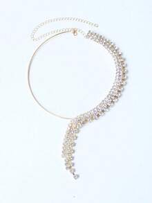 Fashion Rhinestone Circle Choker Necklace, Beach Party Banquet Jewelry, Bridal Wedding Jewelry Gift Necklace - Gold - View 3