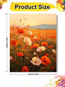 1pc Oil Painting By Numbers Kit, Flower Field DIY Art & Craft, Home Wall Decor, Canvas Oil Painting Decoration, Holiday Gift Includes Paintbrushes And Paints. - Sets - View 9