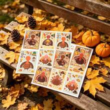 12pcs Thanksgiving Stickers, Turkey Pumpkin Corn Maple Leaf Decals, DIY Decoration Stickers, Holiday Party Gift Bag Filler Toy Stickers, Handmade Stickers - Multicolor - View 7