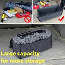 Tas Penyimpanan Bagasi Mobil dari Kain Felt Warna Abu-abu Gelap, Tersedia 3 Ukuran, Kotak Penyimpanan Mobil dari Kain Felt, Kotak Penyimpanan Tebal dan Besar dari Kain Felt Lembut, Kotak Penyimpanan Rumah, Kotak Penyimpanan Mobil, Mengatur Berbagai Barang dengan Rapi (Tanpa Perekat) - A - View 5
