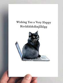 1pc Humorous Cat Notebook Birthday Card, Premium Paper Greeting Card With Envelope, Suitable For Family, Friends, Son, Daughter, Girlfriend, Classmates, Versatile Humorous Blessing Card For Various Occasions - Multicolor - View 6